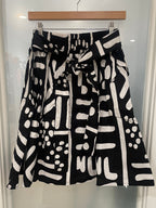 Abstract Black and White Skirt with Pockets - 100% Cotton