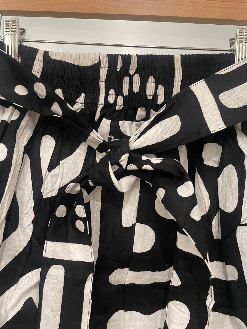 Abstract Black and White Skirt with Pockets - 100% Cotton