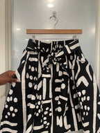 Abstract Black and White Skirt with Pockets - 100% Cotton