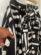 Abstract Black and White Skirt with Pockets - 100% Cotton