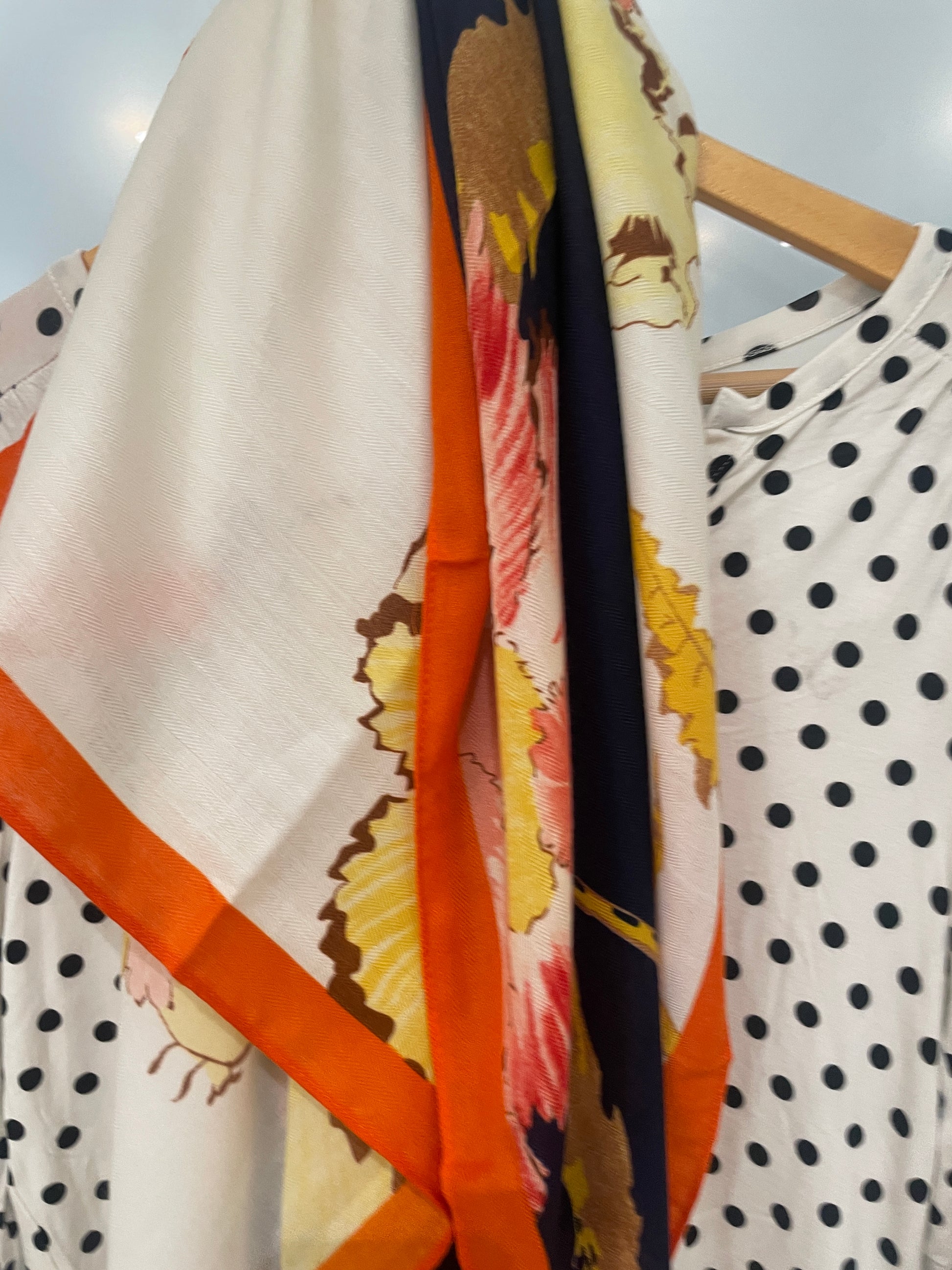 Cream Navy Orange Multi Scarf