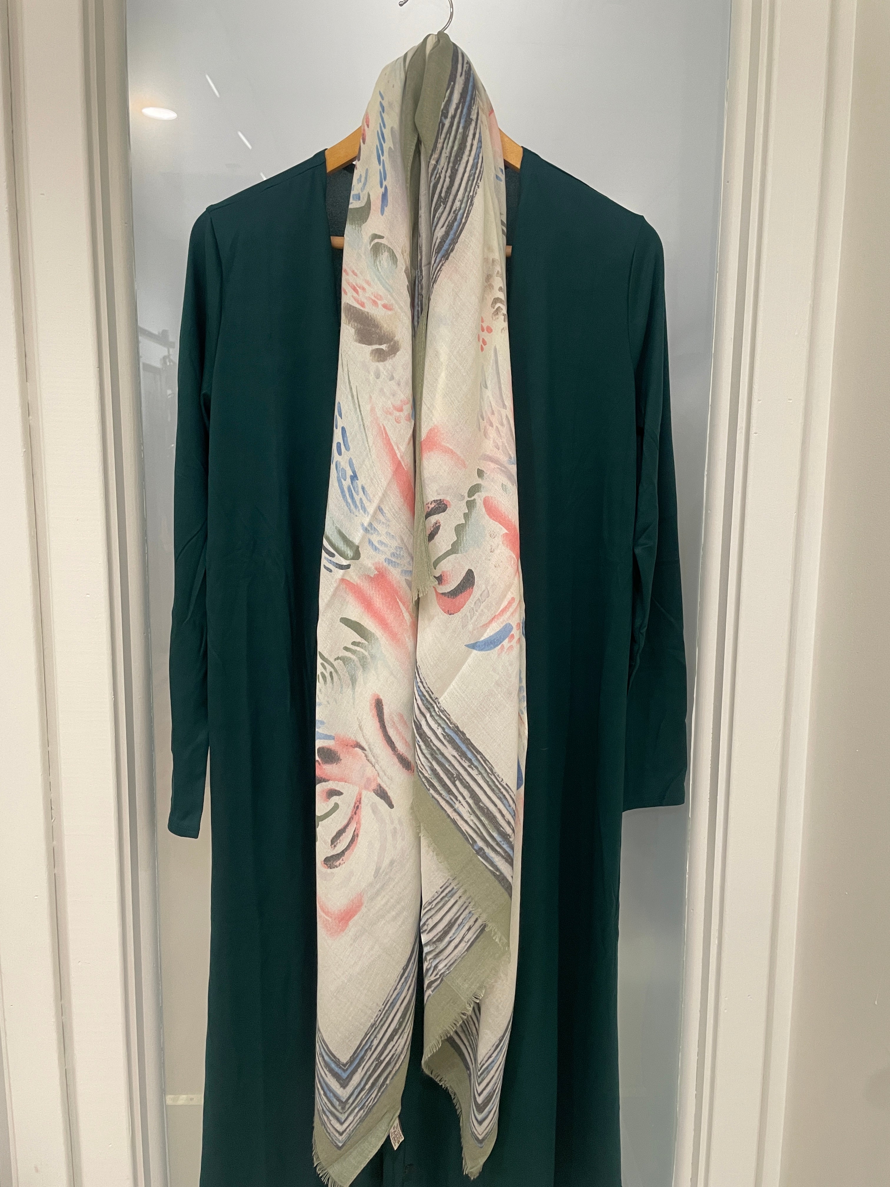 Cream and Sage Pastel Spring Scarf