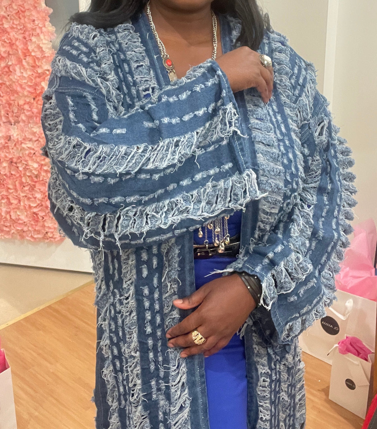 Ripped Wash Denim Duster