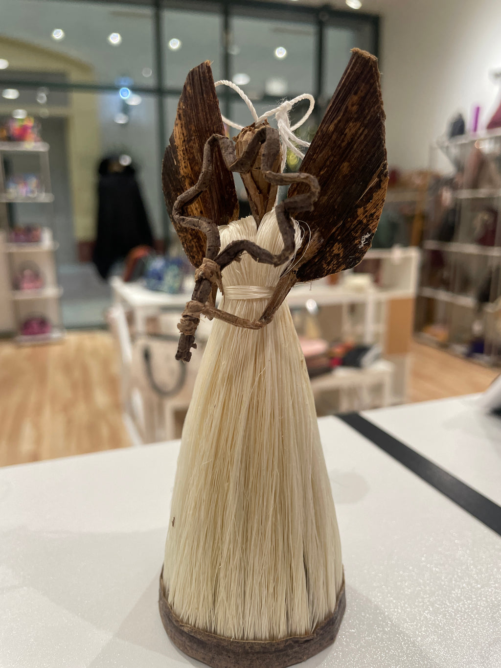 Small Banana Fiber and Angel with Star Ornament