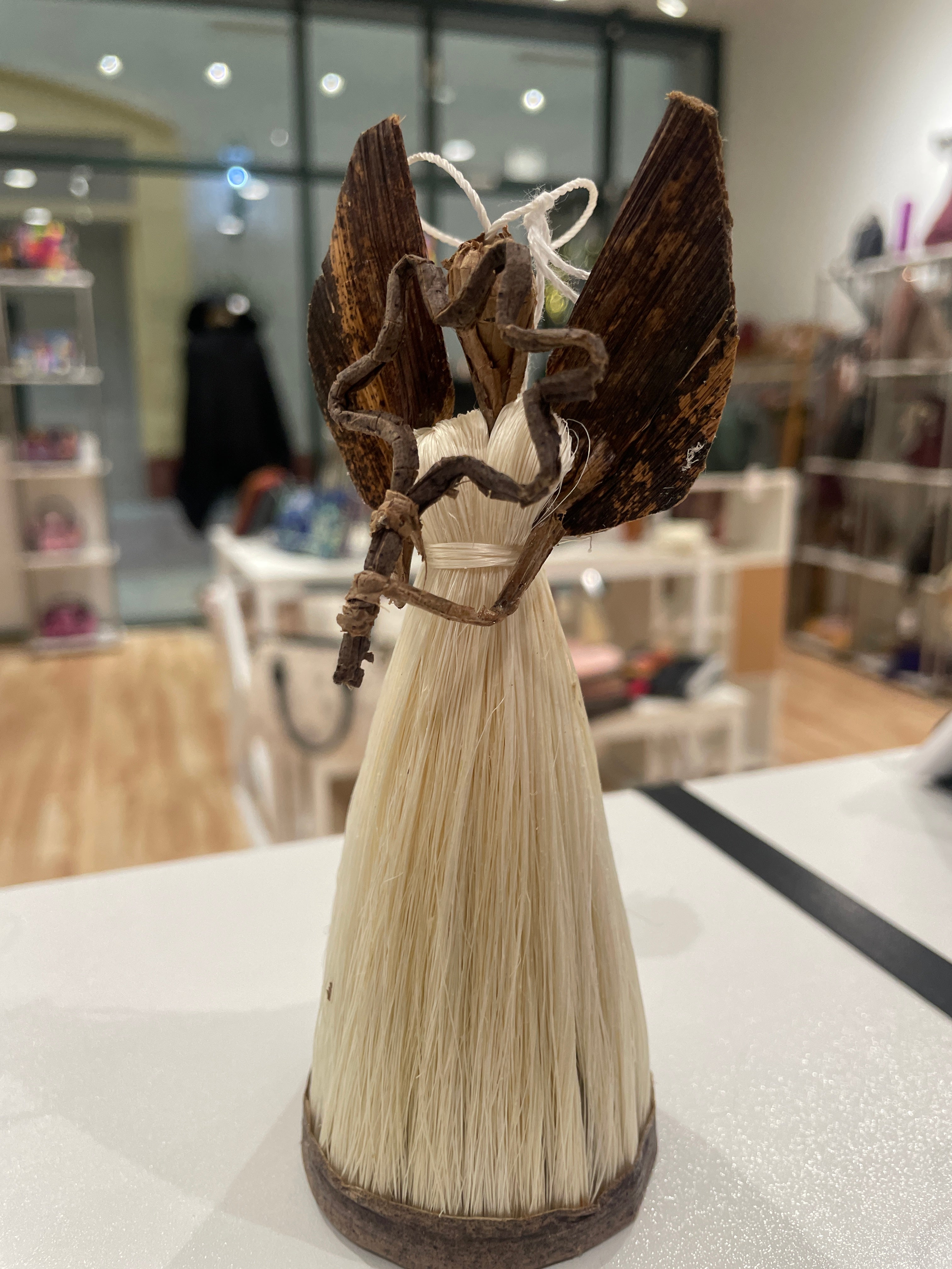 Small Banana Fiber and Angel with Star Ornament