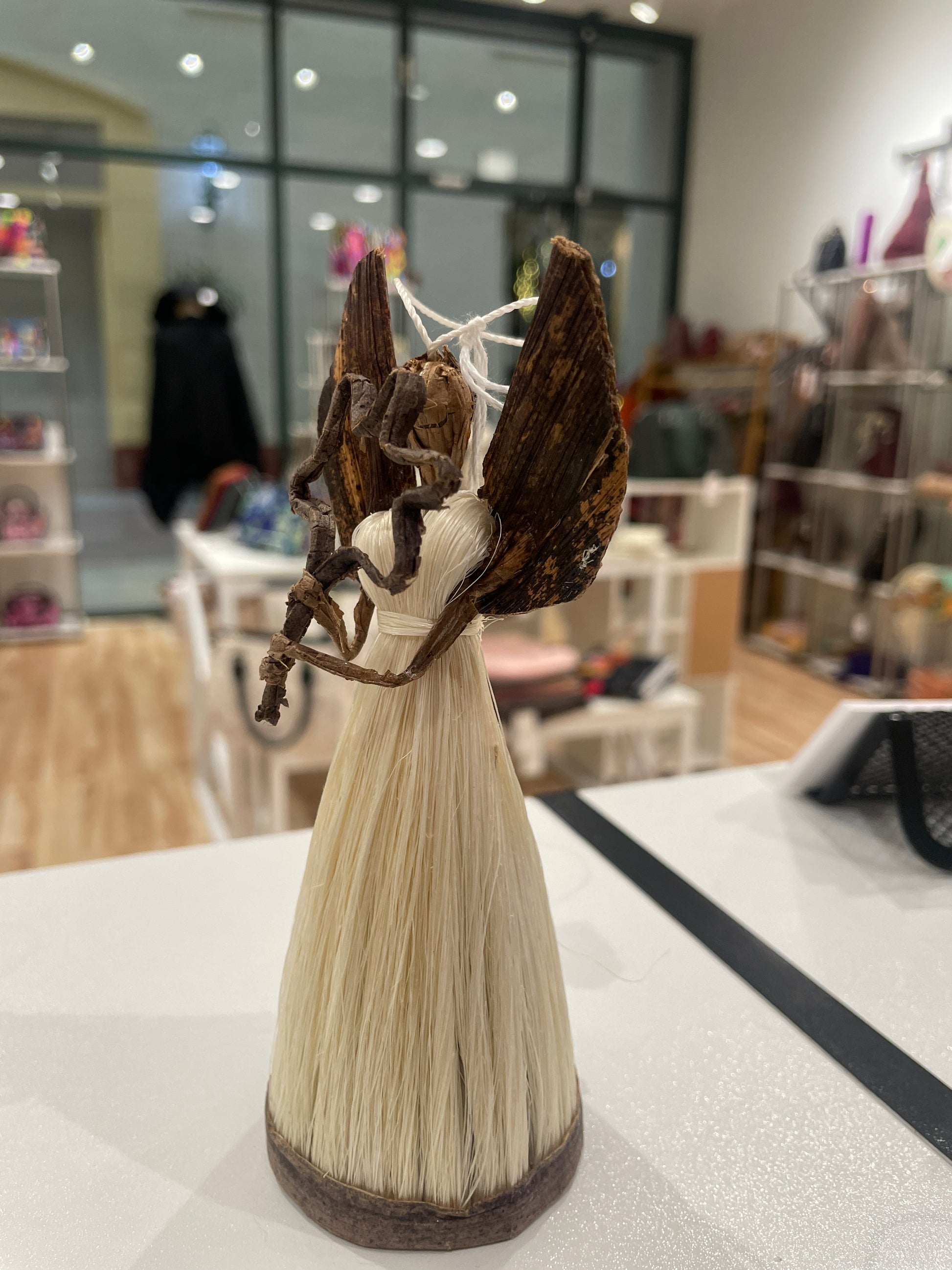 Small Banana Fiber and Angel with Star Ornament