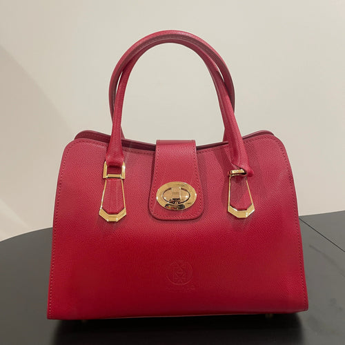 AMMA JO Carlina Italian Leather Shoulder Bag (Cherry Red)