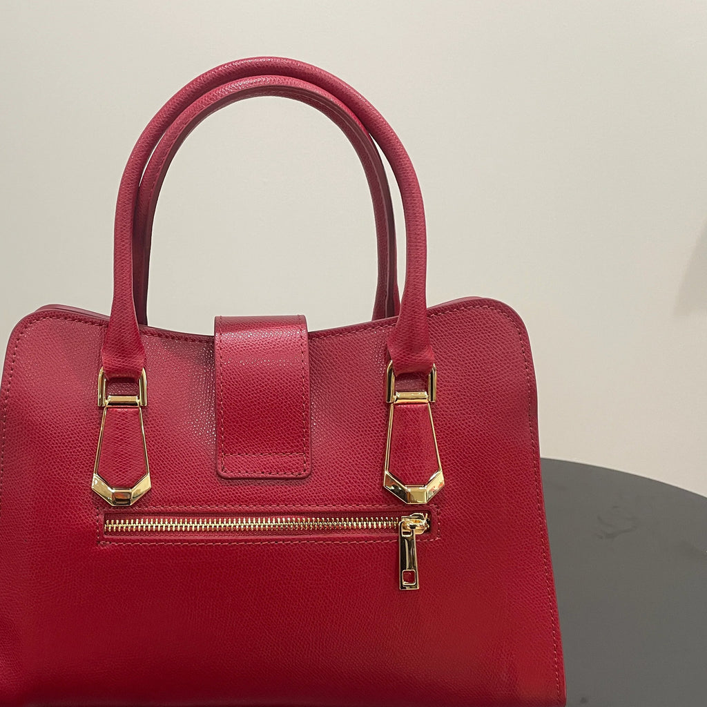 AMMA JO Carlina Italian Leather Shoulder Bag (Cherry Red)