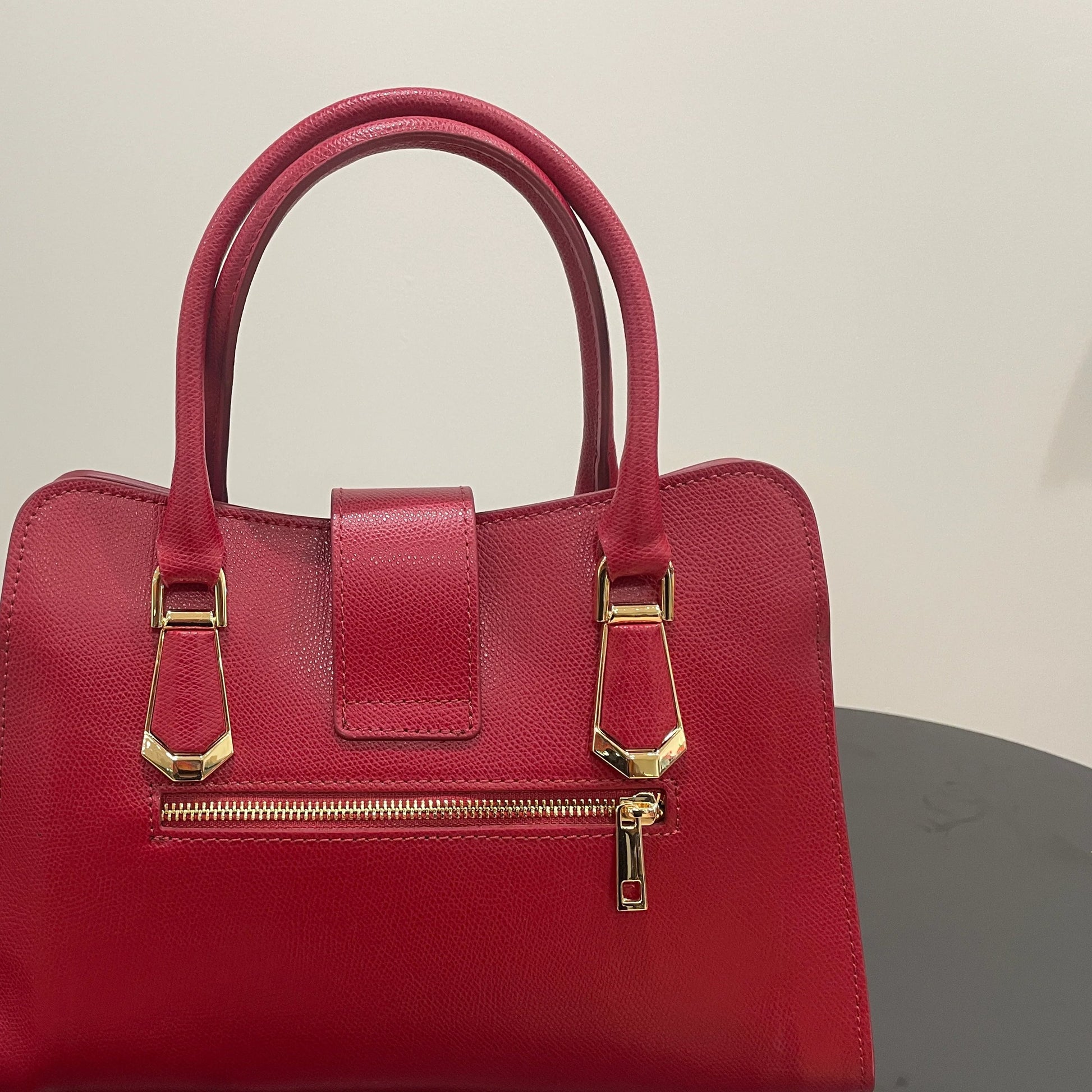 AMMA JO Carlina Italian Leather Shoulder Bag (Cherry Red)