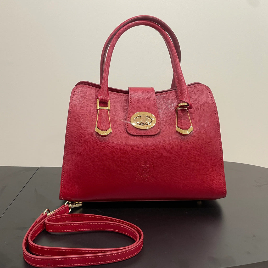 AMMA JO Carlina Italian Leather Shoulder Bag (Cherry Red)