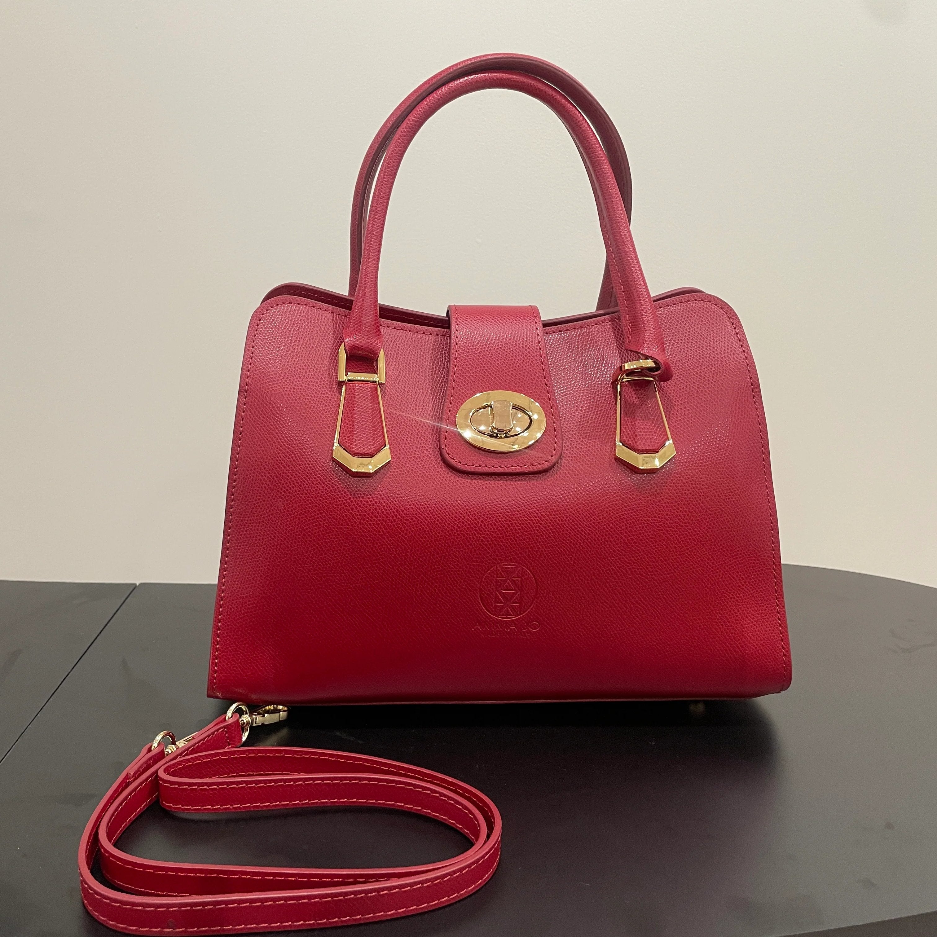 AMMA JO Carlina Italian Leather Shoulder Bag (Cherry Red)