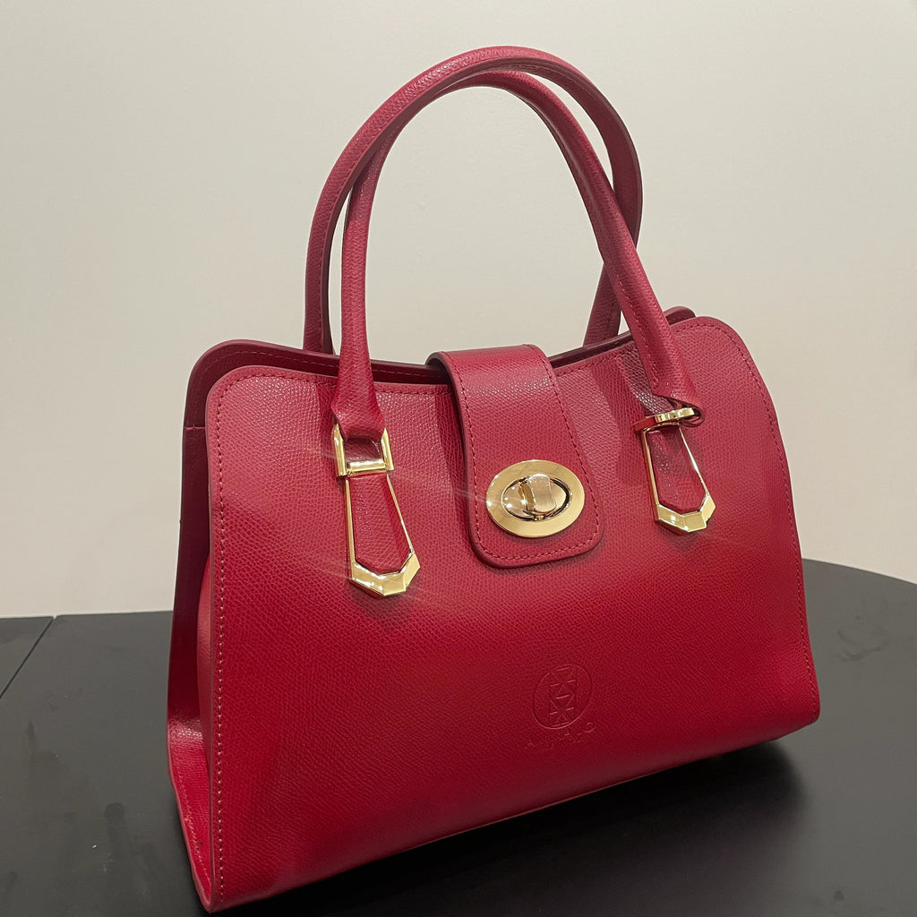 AMMA JO Carlina Italian Leather Shoulder Bag (Cherry Red)