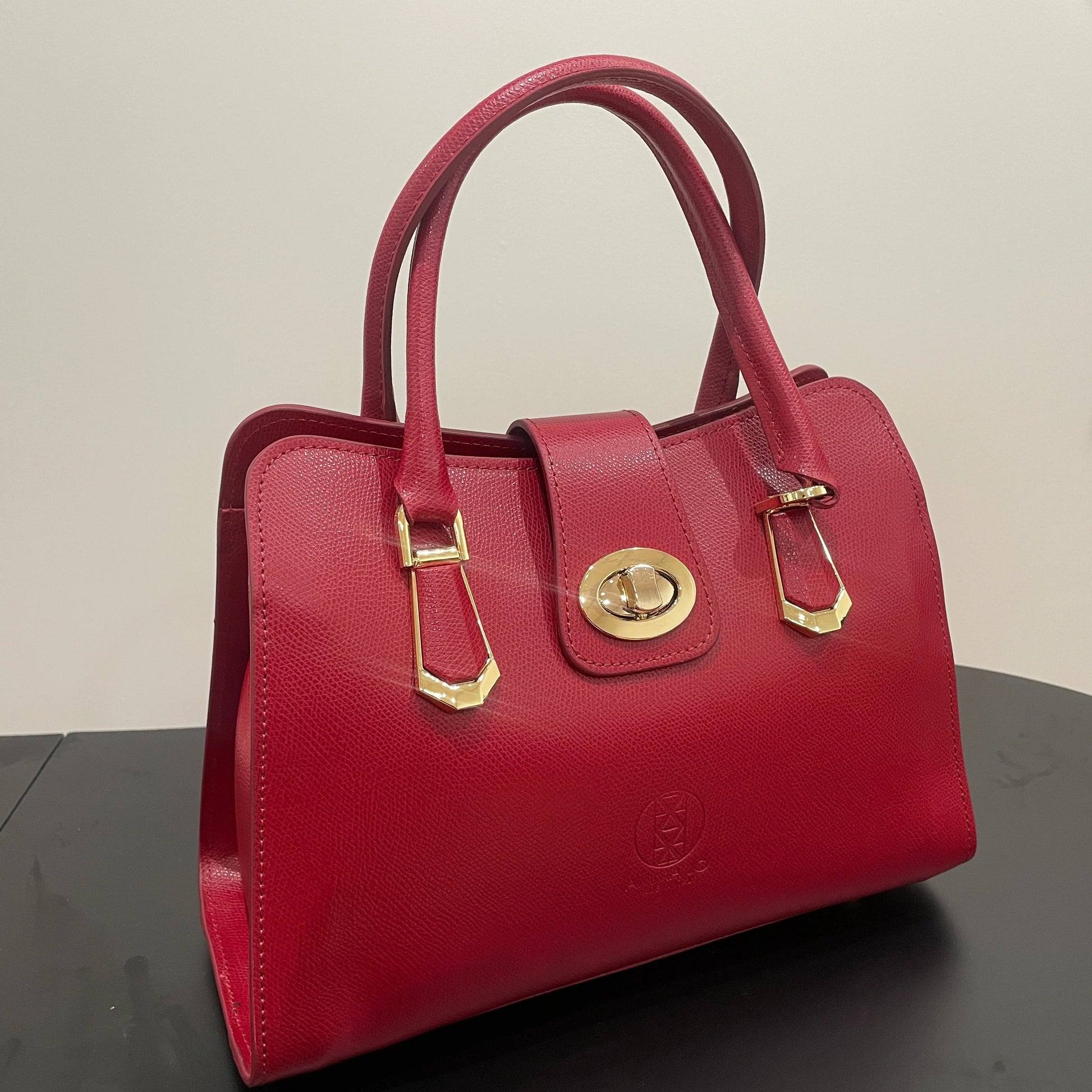 AMMA JO Carlina Italian Leather Shoulder Bag (Cherry Red)