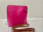 AMMA JO Laura Crossbody Bag (Made in Italy) - Fuchsia Pink and Brown