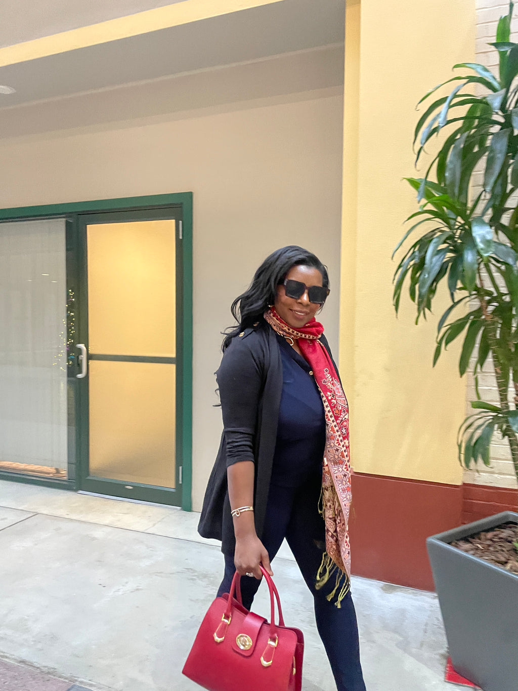 AMMA JO Carlina Italian Leather Shoulder Bag (Cherry Red)