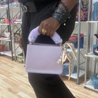 Lavender Faux Fur Trim Handle Mini Bag