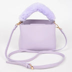Lavender Faux Fur Trim Handle Mini Bag