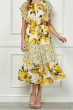 Yellow Floral Midi Dress
