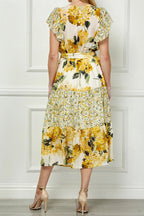 Yellow Floral Midi Dress