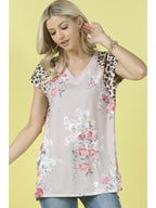 Leopard Print and Pink Floral Top