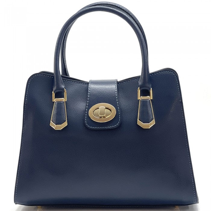 AMMA JO Carlina Italian Leather Shoulder Bag (Navy)