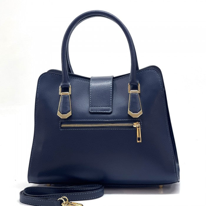 AMMA JO Carlina Italian Leather Shoulder Bag (Navy)