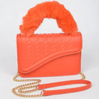 Burnt Orange Faux Fur Handle Mini Bag