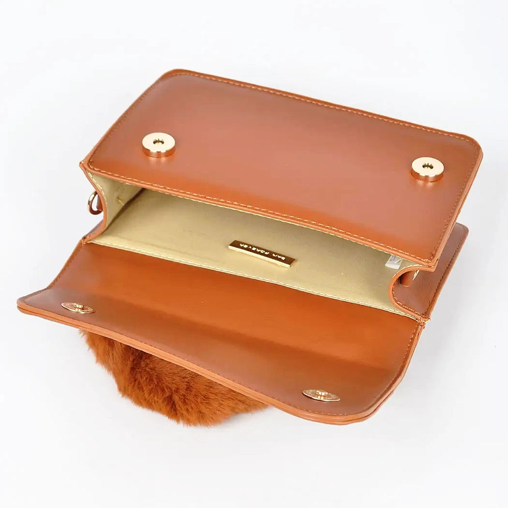 Burnt Orange Faux Fur Handle Mini Bag