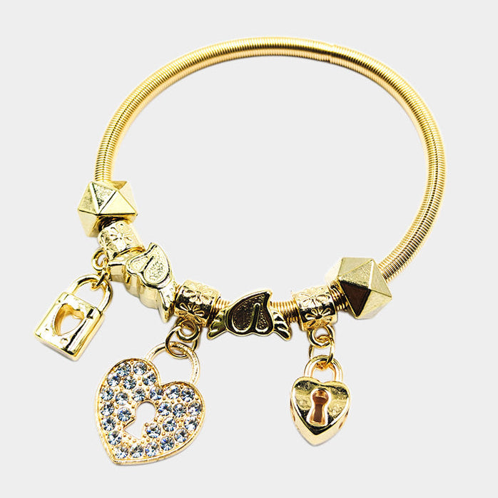 Heart on Lock Charm Bracelet