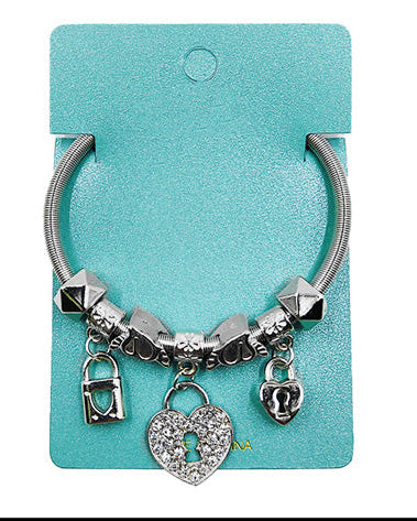 Heart on Lock Charm Bracelet