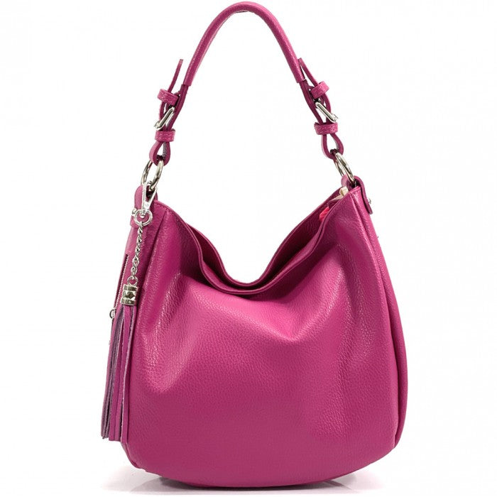 AMMA JO Italian Leather Ellie Hobo Bog (Pink)