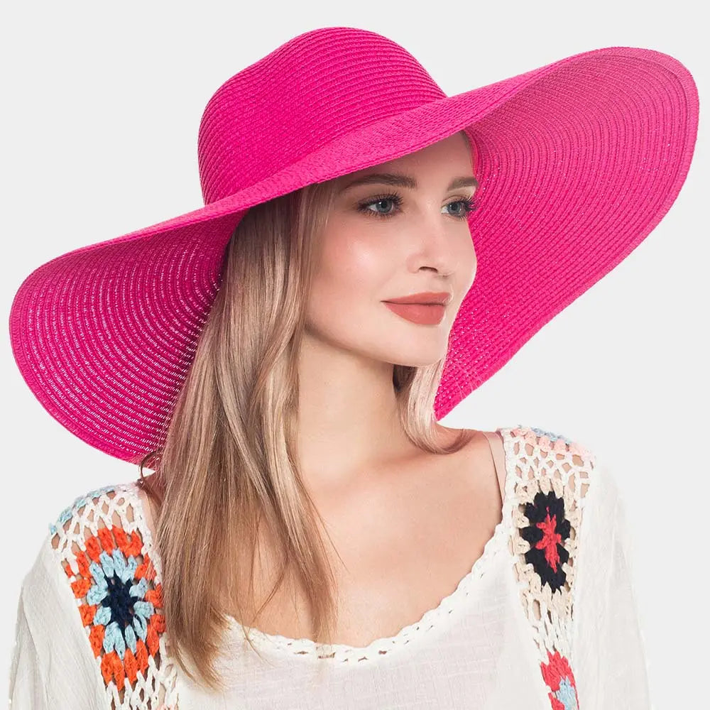 Pink Wide Brim Oversized Floppy Sun Hat