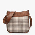Camel Brown and Plaid Crossbody