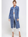 Plus Size Denim Duster - Medium Wash (2x)