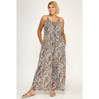 Animal Print Plus Sized Jumpsuit with Pockets