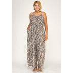 Animal Print Plus Sized Jumpsuit with Pockets