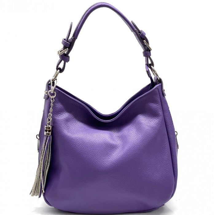 AMMA JO Italian Leather Ellie Hobo Bog (Purple)