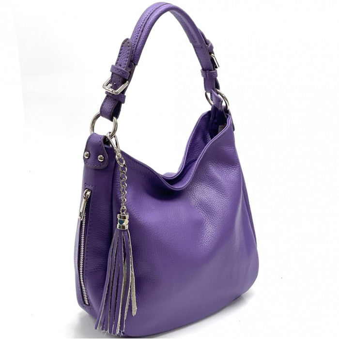 AMMA JO Italian Leather Ellie Hobo Bog (Purple)