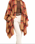 Camel and Red Plaid Shawl