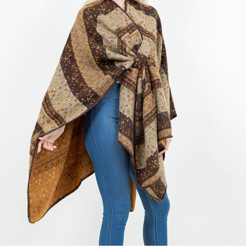 Brown Multi Reversible Shawl