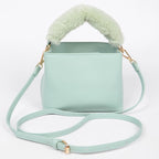 Sage Green Faux Fur Trim Handle Mini Bag