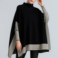 Fall Knit Poncho - Black and White