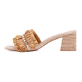 NYC Camel Brown Raffia Block Heel Sandals