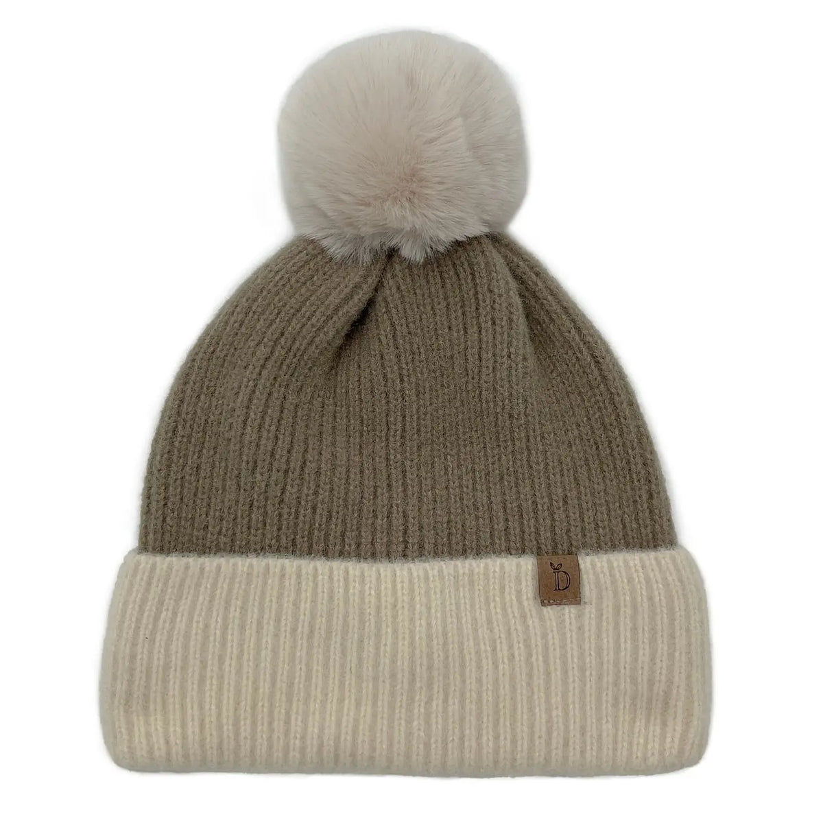 Beanie - Ribbed Brown and Tan