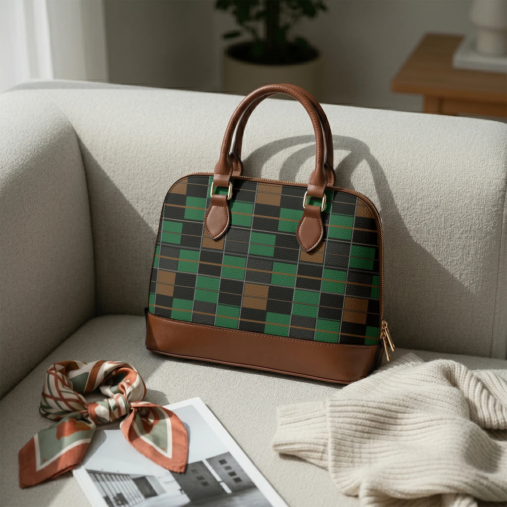(Pre-Oder) Fall Green Tartan Brandy Satchel