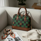 (Pre-Oder) Fall Green Tartan Brandy Satchel