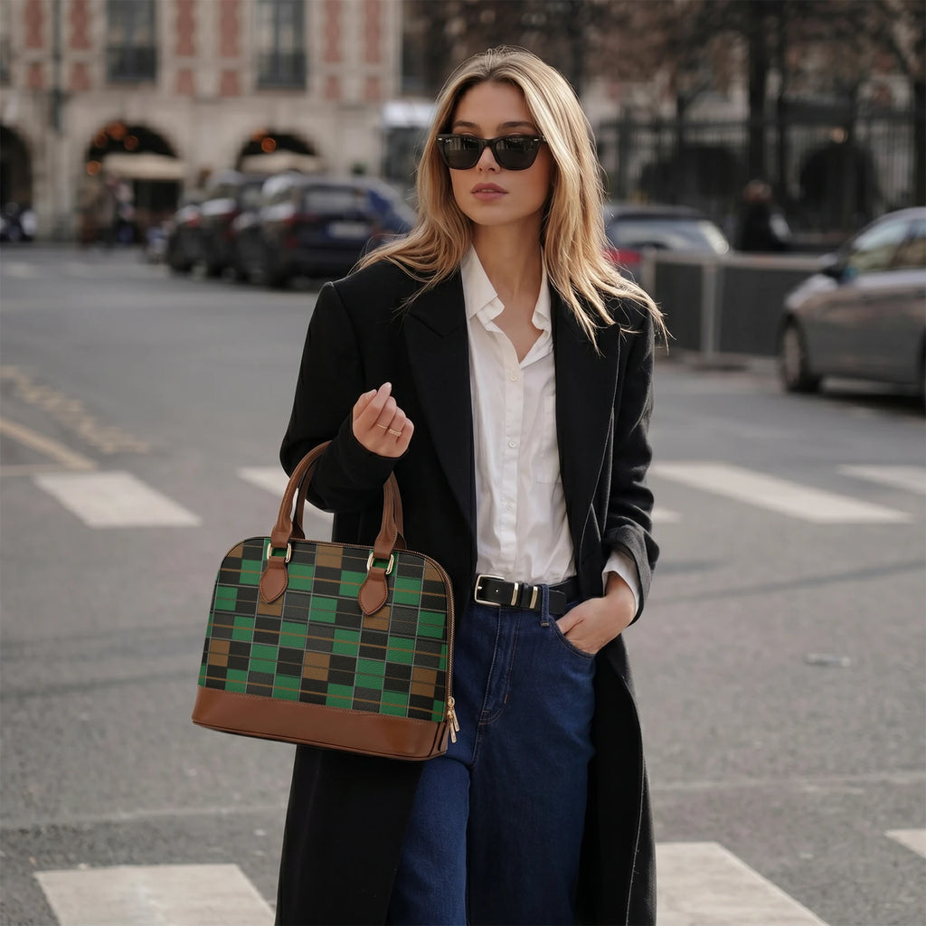 (Pre-Oder) Fall Green Tartan Brandy Satchel
