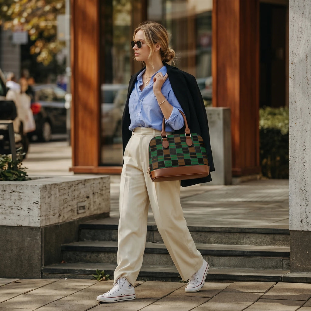(Pre-Oder) Fall Green Tartan Brandy Satchel