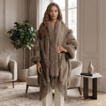 Faux Fur Glamour Wrap (Taupe) - September Arrival