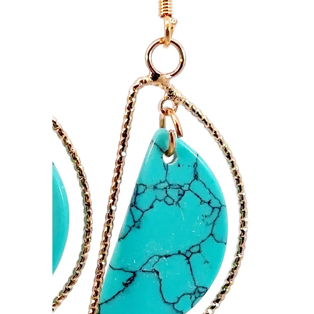 Half Moon Earrings (Turquoise and Gold tone)
